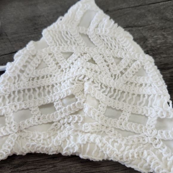 NWT Revolve Rumer White Ines Triangle Crochet String Bikini Top Swimsuit Sz L - Picture 7 of 10